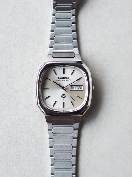 Seiko Grand Quartz 9943-5020 Twin Quartz TV Shape Silver Sunburst Dial