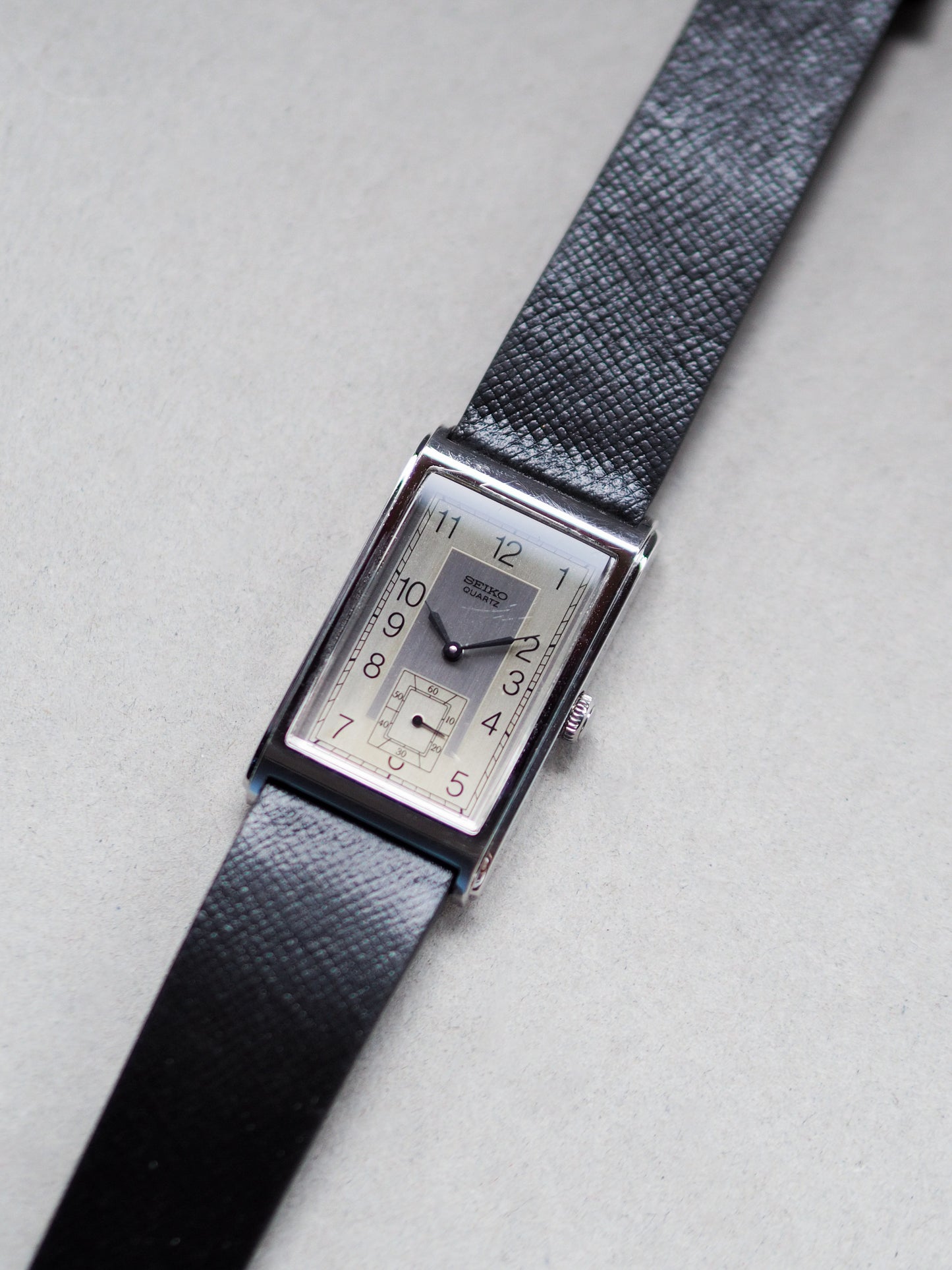 Seiko Quartz 2628-5120 Tank PDP Case Sub-second Silver Dial