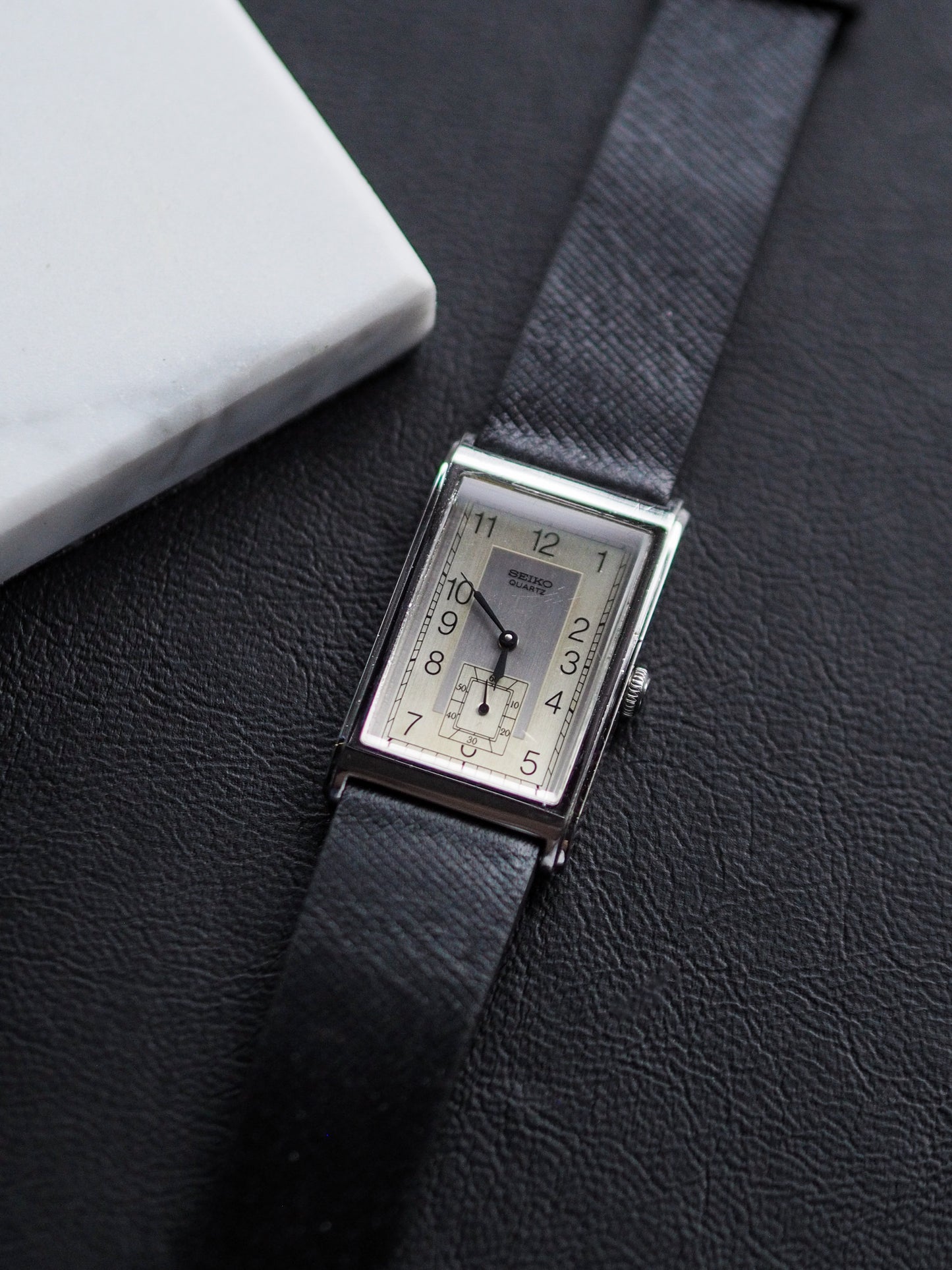 Seiko Quartz 2628-5120 Tank PDP Case Sub-second Silver Dial