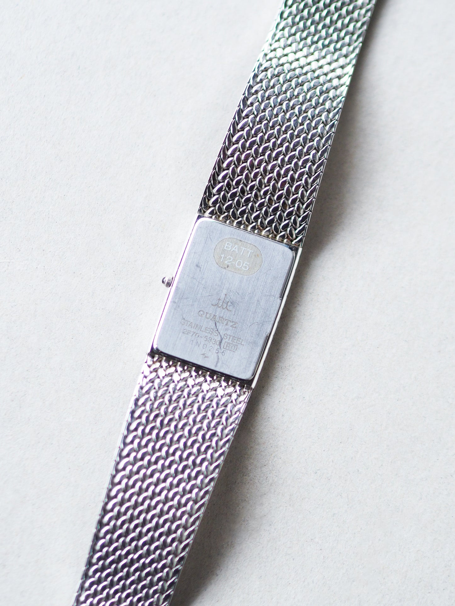 Credor 2F70-5330 Tank Stainless Steel Woven Bracelet Black Dial