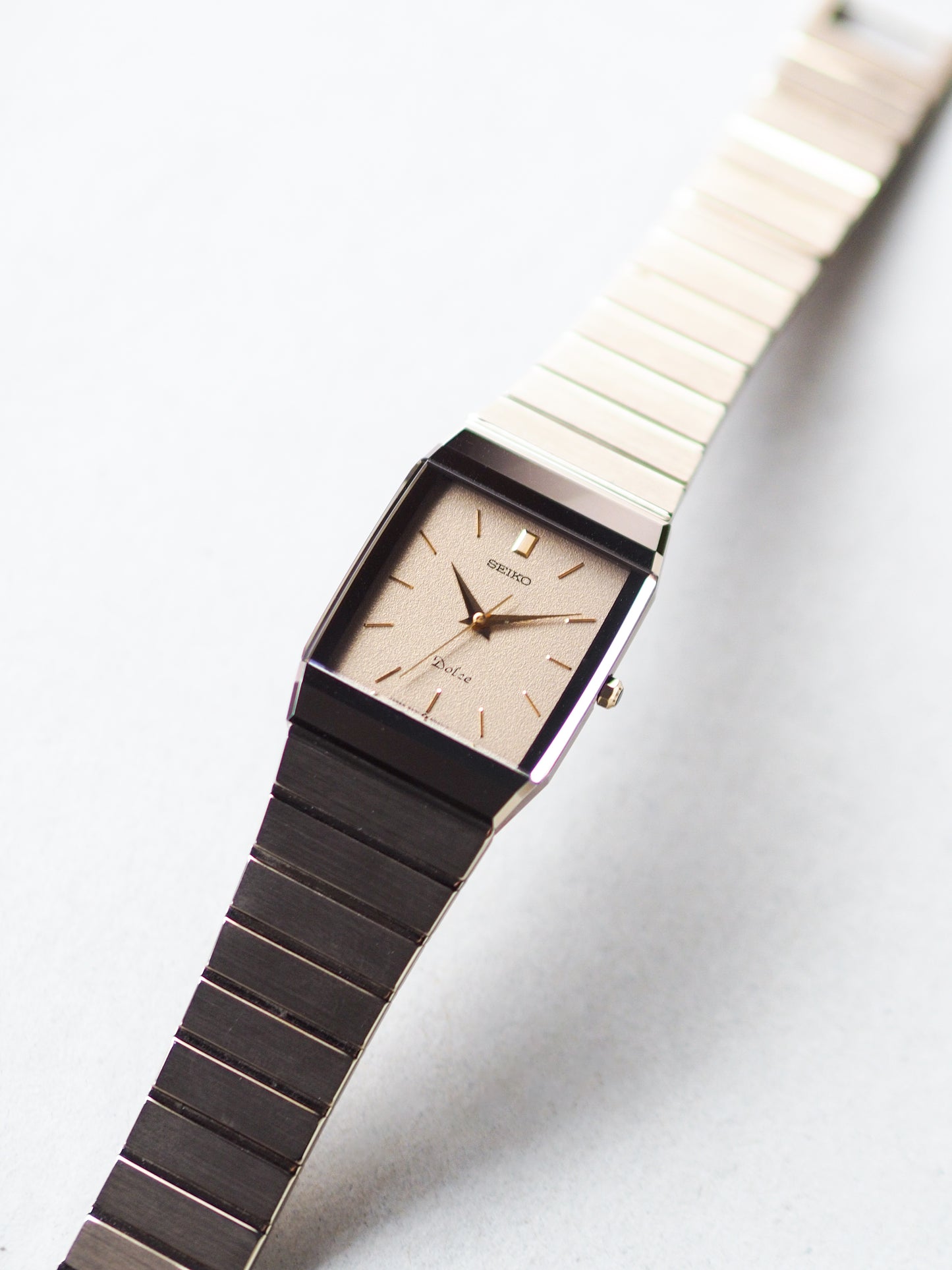 Seiko Dolce 9531-5060 Tank Tungsten Carbide Brown Sand Textured Dial
