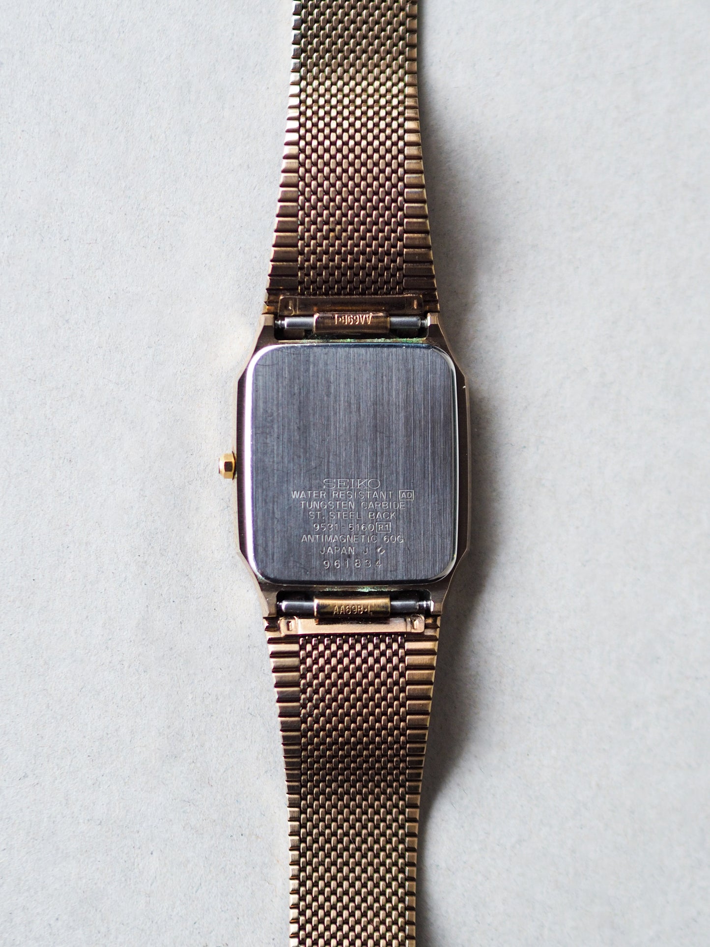 Seiko Dolce 9531-5160 Tank Tungsten Carbide Champagne Pinstripe Dial