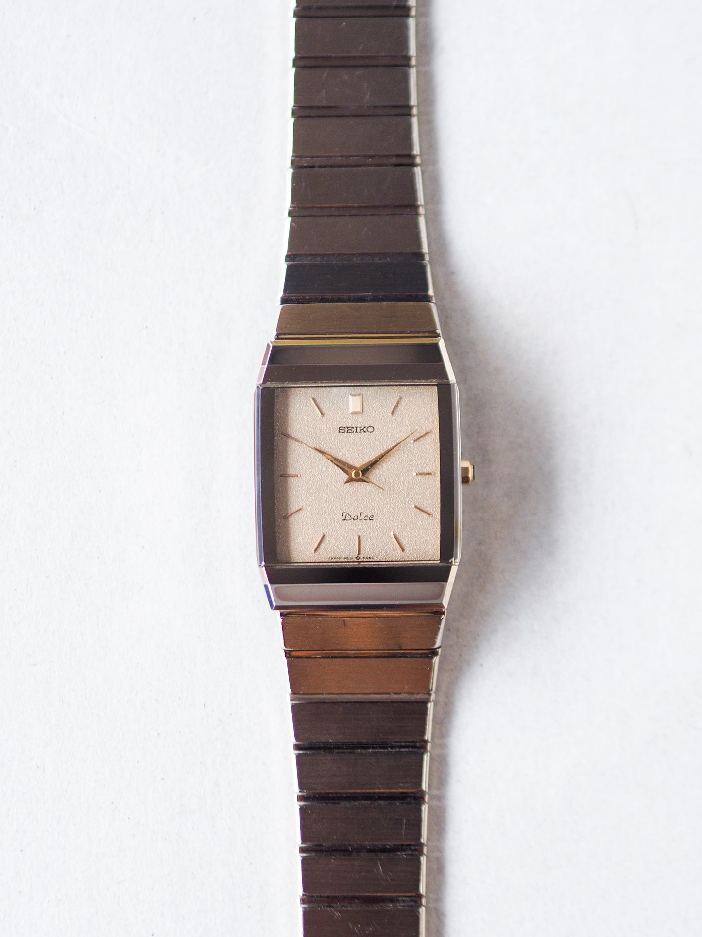 Seiko Dolce 9531-5060 Tank Tungsten Carbide Brown Sand Textured Dial