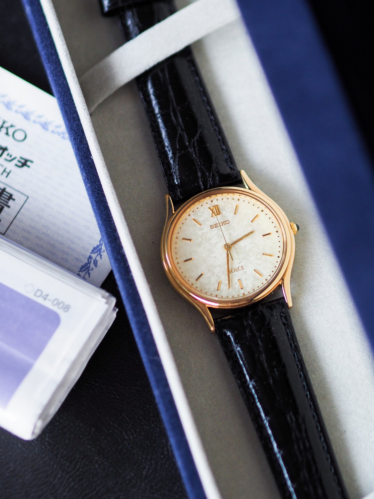 Seiko Dolce 5E31-6070 Gold White Kira-zuri Textured Dial