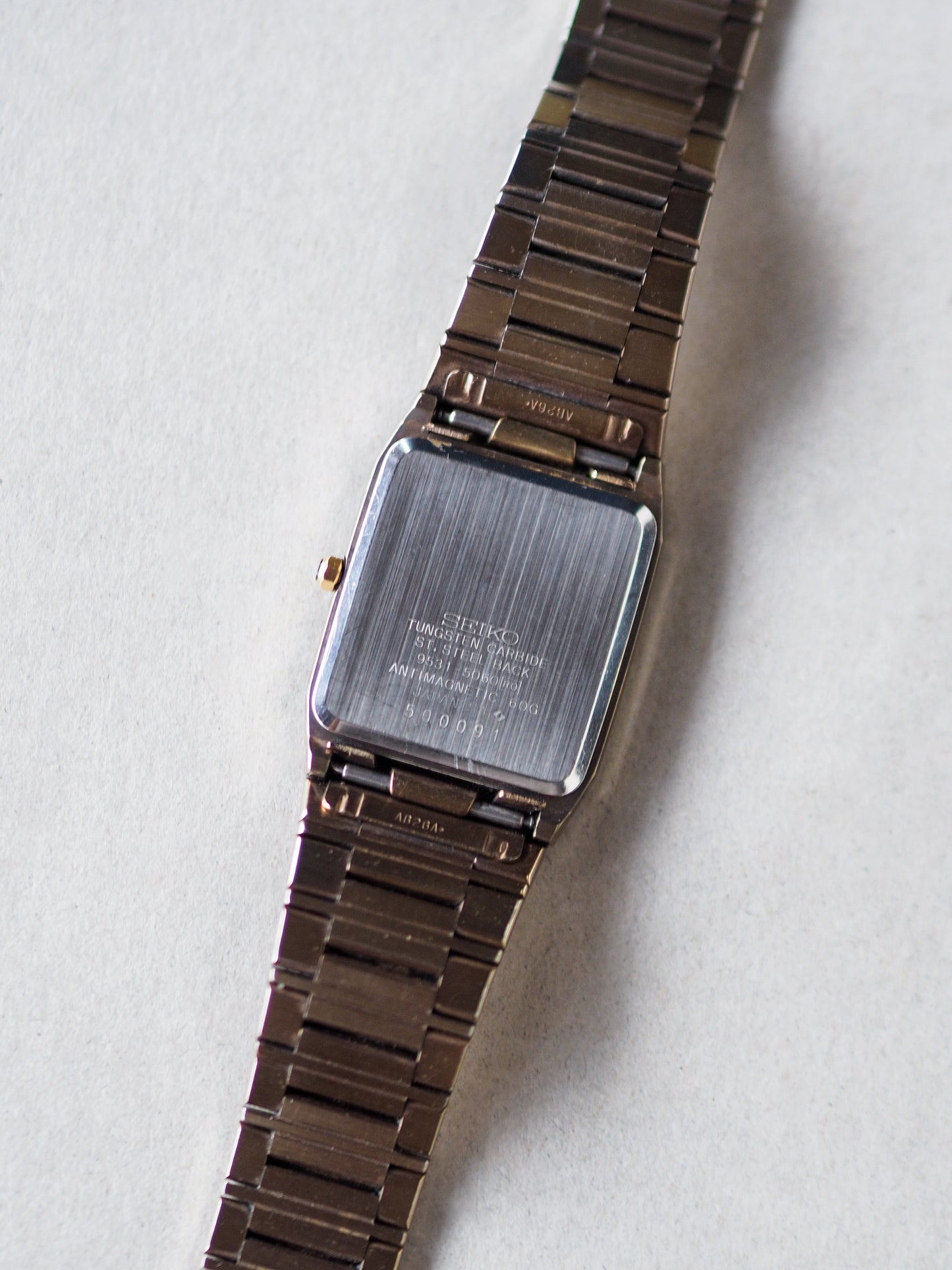 Seiko Dolce 9531-5060 Tank Tungsten Carbide Brown Sand Textured Dial