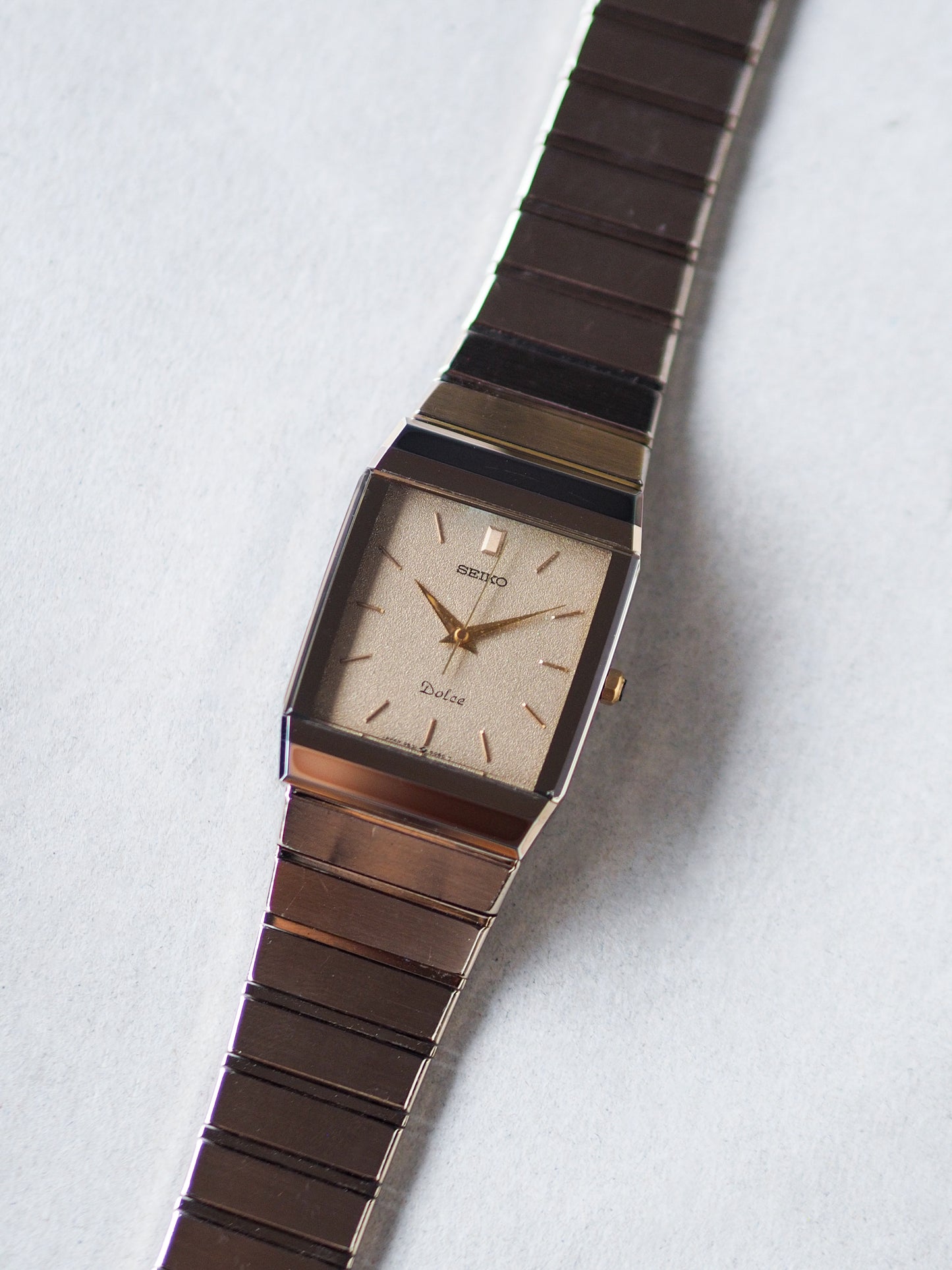Seiko Dolce 9531-5060 Tank Tungsten Carbide Brown Sand Textured Dial
