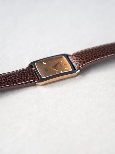 Seiko Dolce 7321-5570 Tank Tungsten Carbide Gold Pinstripe Dial