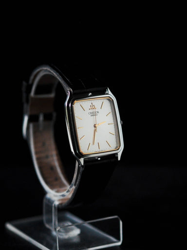 Credor Seiko Tank 8J81-5020 Silver Sunburst Pinstripe Pattern Dial