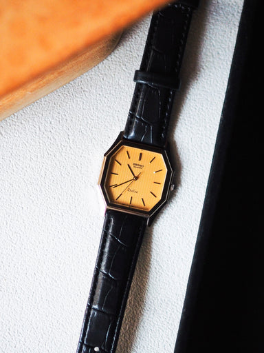 Seiko Dolce 7731-5020 NSAG Octagon Case Gold Tapestry Dial