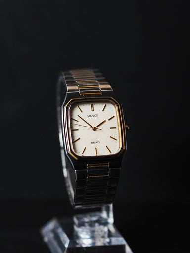 Seiko Dolce 8N41-5140 Tank Tungsten Carbide Creamy Sand Textured Dial