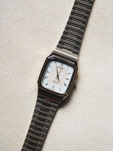 Seiko Dolce 7741-5130 Tank Tungsten Carbide Two Tone Salmon Dial