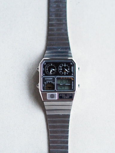 Citizen ANA DIGI TEMP 8989 JG2101-78E Silver Black Dial Reissue Model