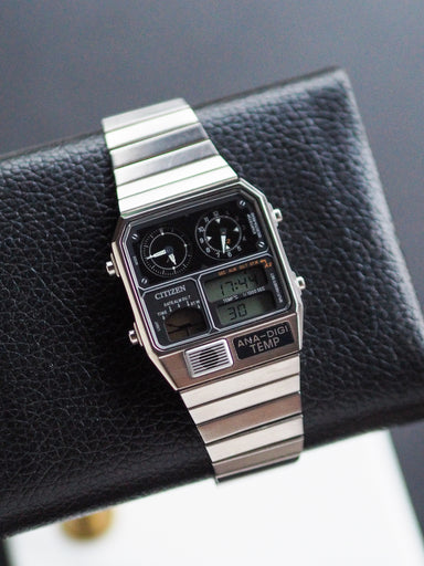 Citizen ANA DIGI TEMP 8989 JG2101-78E Silver Black Dial Reissue Model