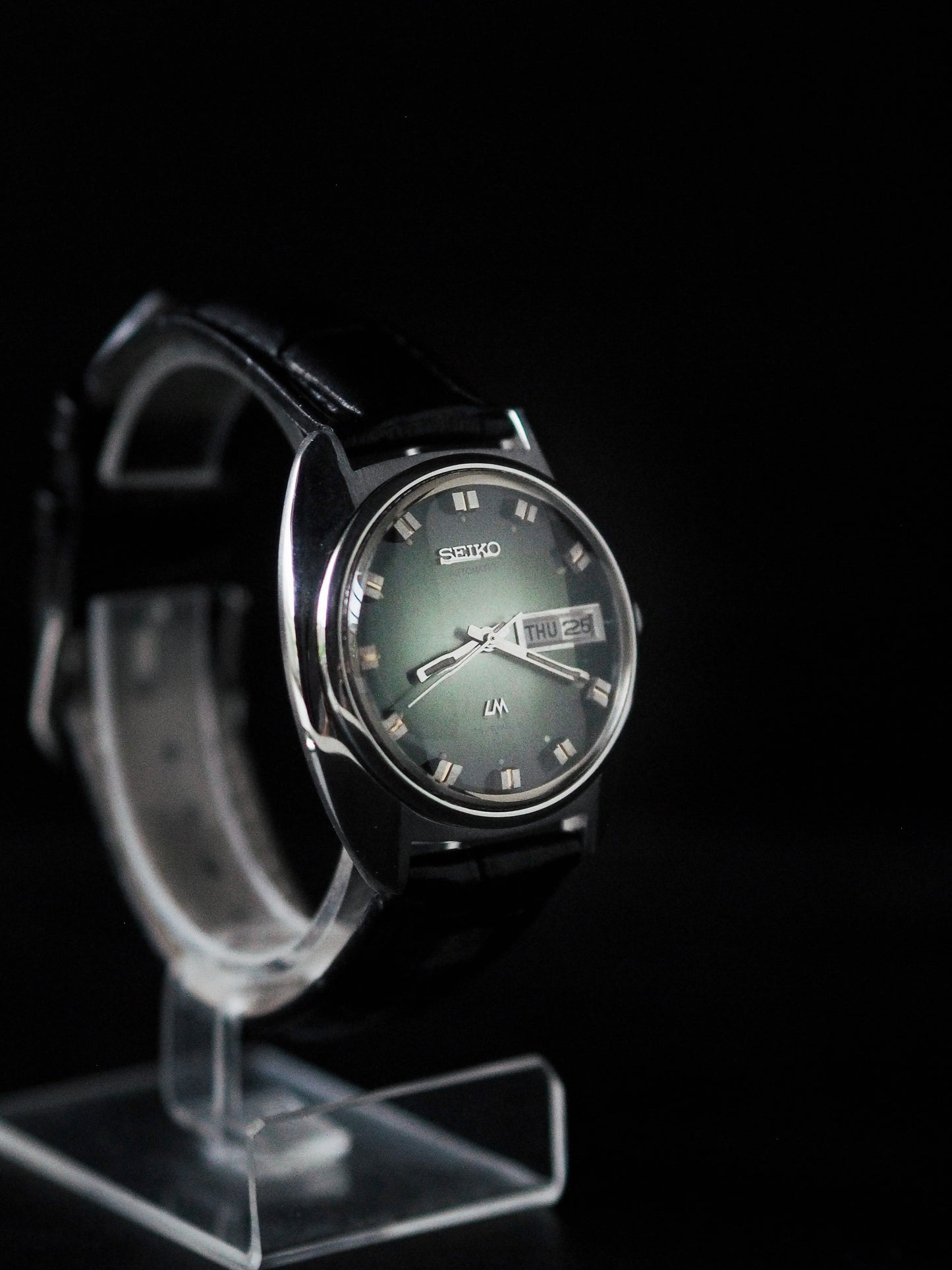 Seiko LM 5606-7231 Lord Matic Cadran Sunburst vert cristal à facettes