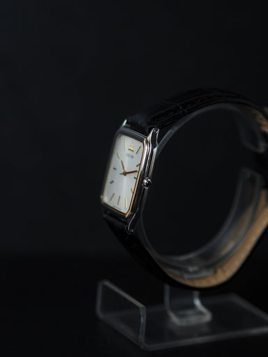 Credor Tank 7771-5030 Silver Sunburst Pinstripe Pattern Dial