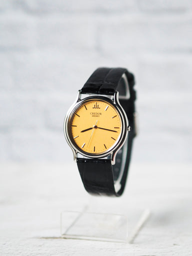 SEIKO CREDOR 8J81-6A20 ゴールド文字盤 ヴィンテージ Excellent condition Seiko Credor 8J81-6B00 K18 bezel men's watch