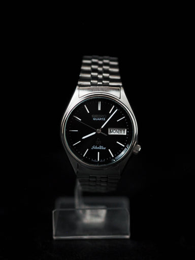 Seiko Quartz 8229-703B Silverwave Black Sunburst Dial