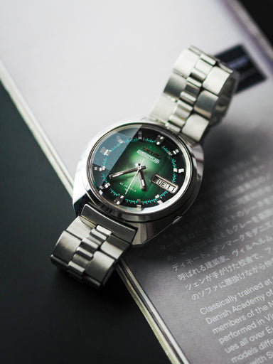 Seiko 5 Actus 7019-7210 JDM Faceted Crystal Green Sunburst Dial