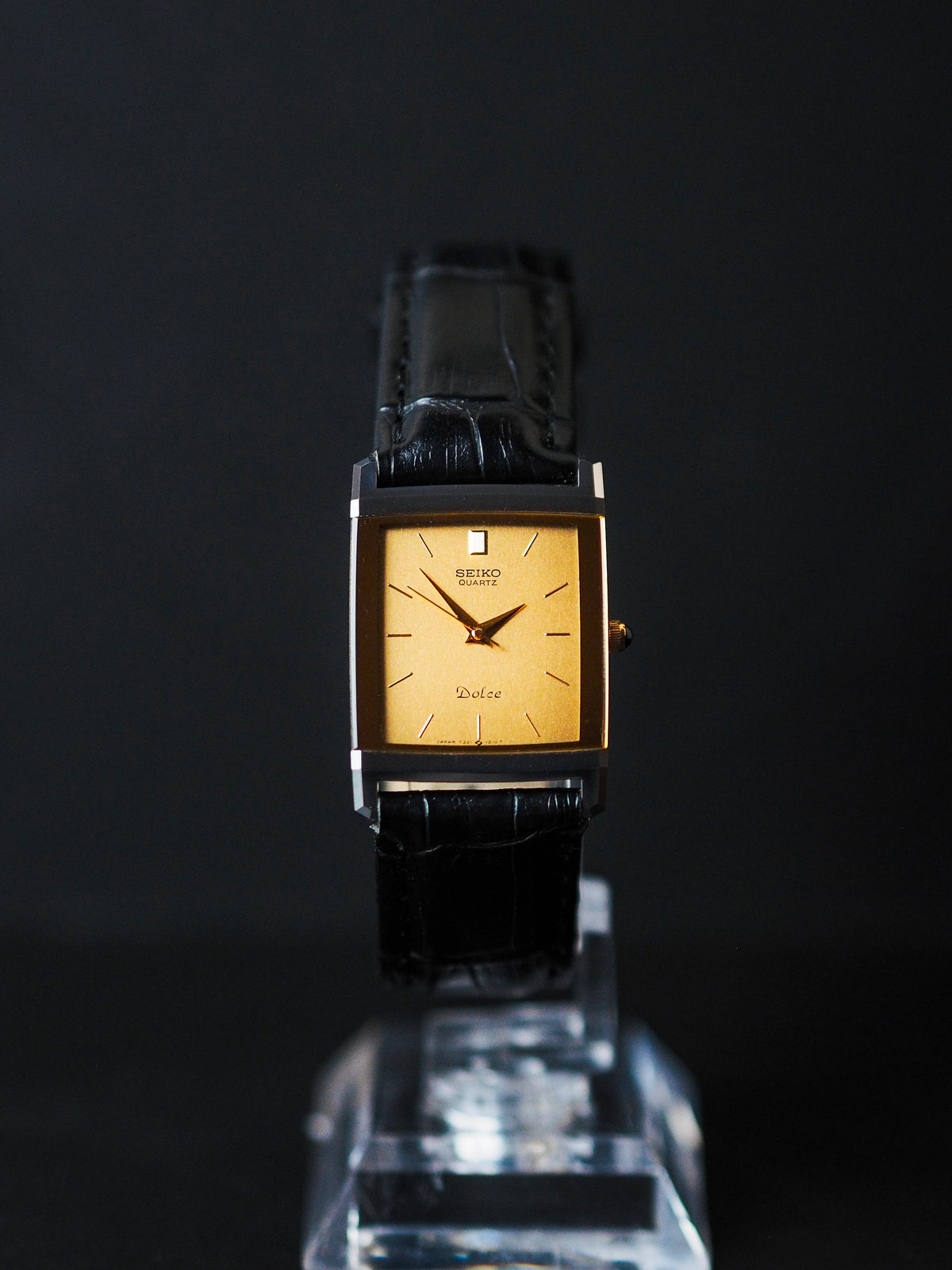 Seiko Dolce 7321-5730 Tank Tungsten Carbide Two Tone Case champagne Di
