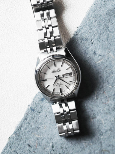 Seiko 5 Actus SS 6106-7510 JDM White Sunburst Dial