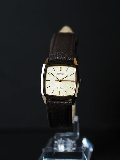 Seiko Dolce 7731-5160 Quartz Tank Tungsten Carbide Champagne Textured