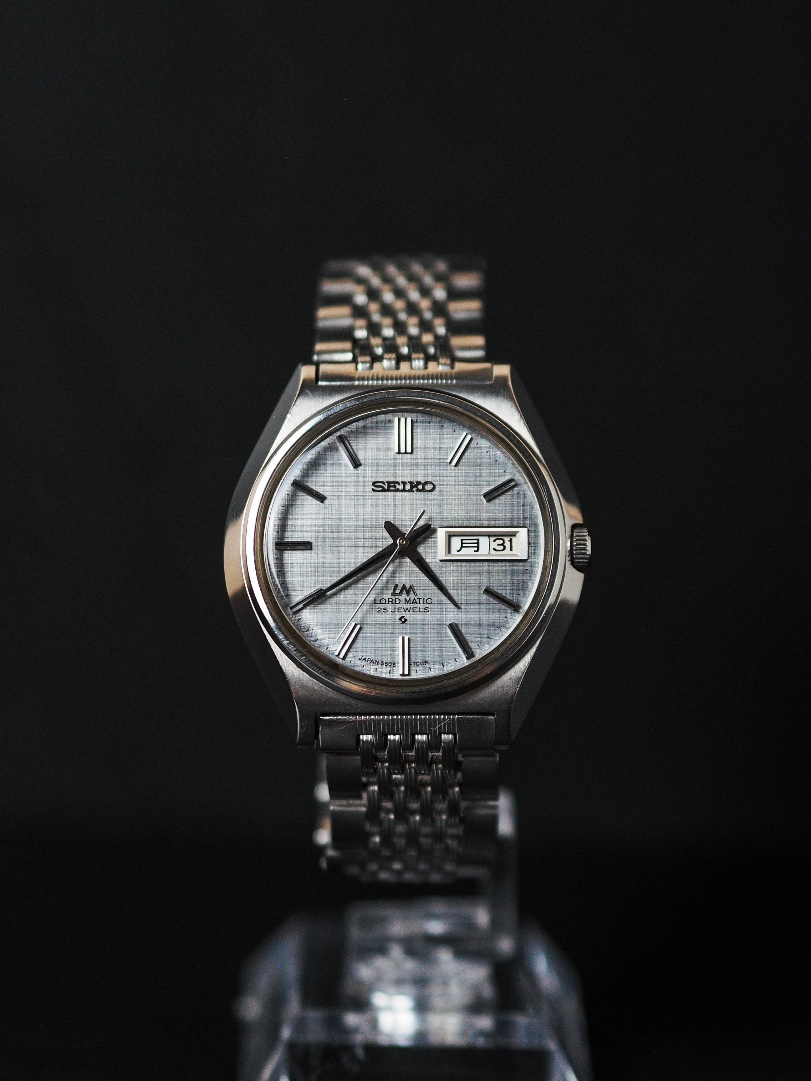 Seiko LM 5606 7010 Lord Matic Grey Linen Dial