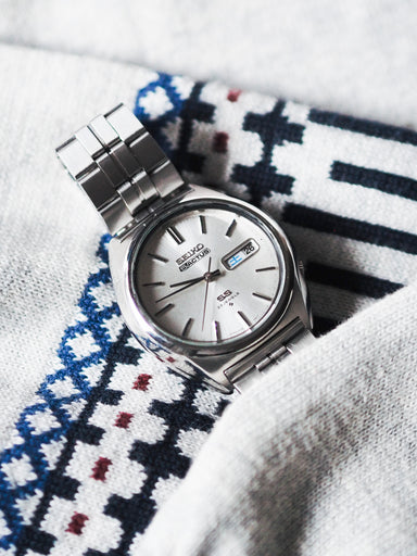 Seiko 5 Actus SS 6106-8670 JDM Silver Sunburst Dial