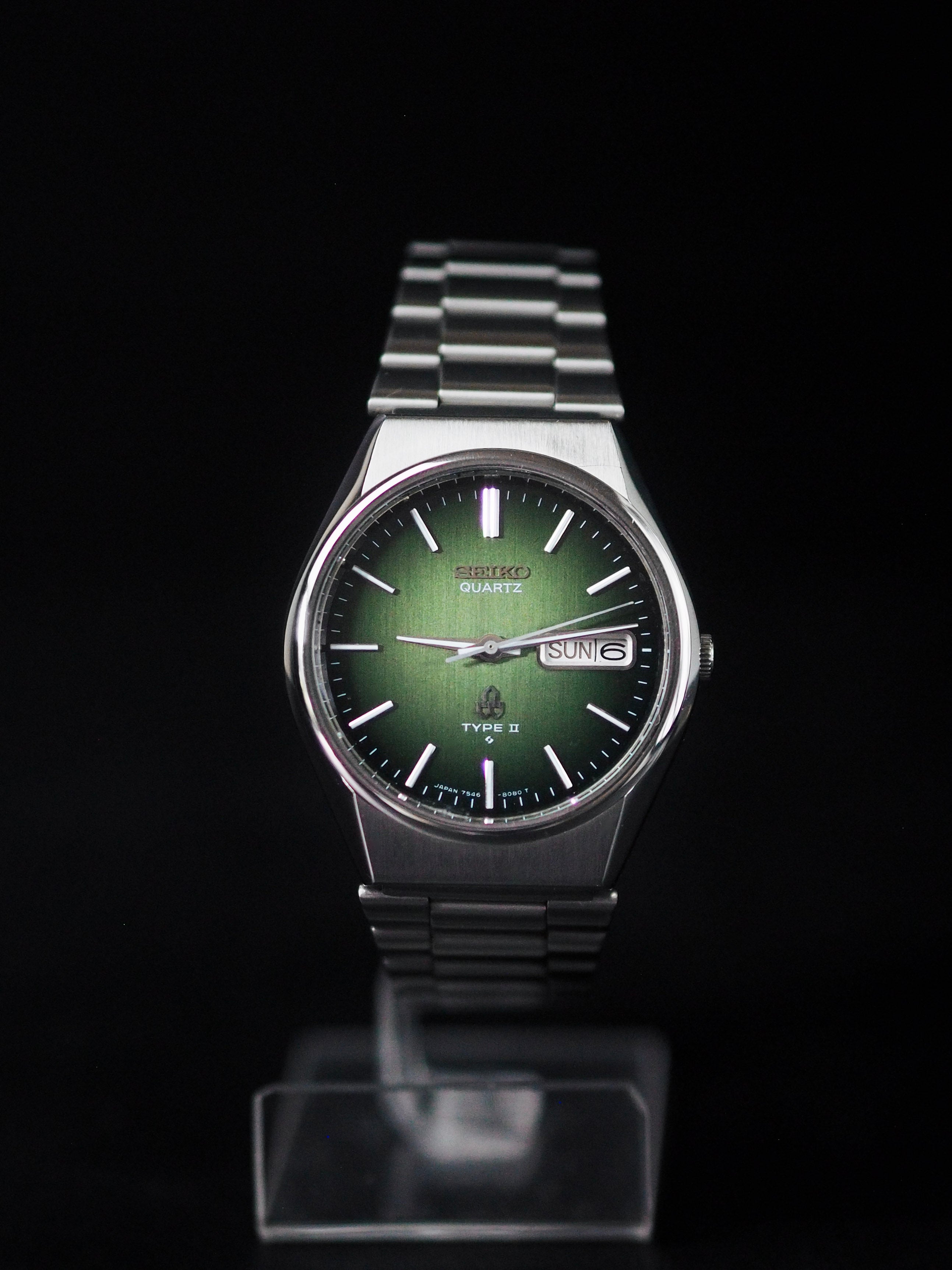 Seiko Type II 7546-8070 Radiant Green Linear Textured Dial