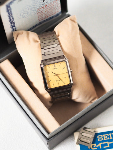Seiko Dolce 7741-5120 Tank Tungsten Carbide Gold Flake Dial