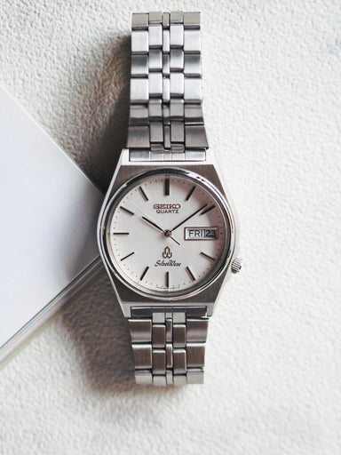 Seiko Quartz 8229-7040 Silverwave White Linen Dial