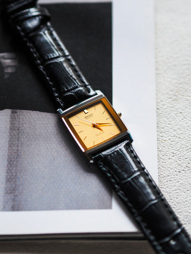 Seiko Dolce 7321-5730 Tank Tungsten Carbide Two Tone Case champagne Di