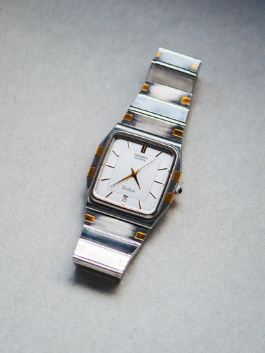 Seiko Dolce 7732-5000 Tank Silver Linen Date Dial