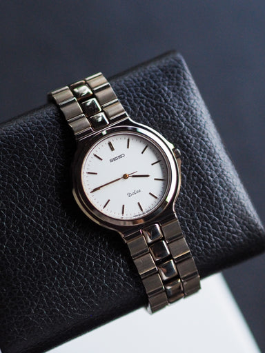 Seiko Dolce 8N41-7020 Tungsten Carbide White Textured Dial