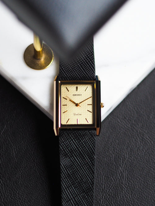 SEIKO QUARTZ Dolce 7321-6170-稼働中 Seiko Dolce 7321-6170 Tank Tungsten Carbide Two Tone Case