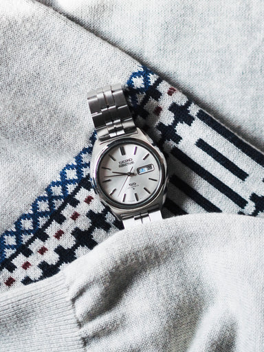 Seiko 5 Actus SS 6106-8670 JDM Silver Sunburst Dial