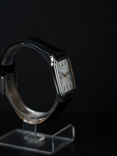 Credor Tank 7771-5030 Silver Sunburst Pinstripe Pattern Dial