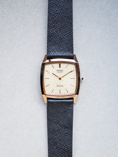 Seiko Dolce 7731-5160 Quartz Tank Tungsten Carbide Champagne Textured