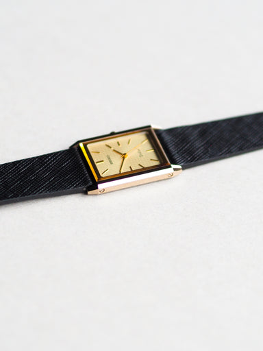 Seiko Dolce 7321-6170 Tank Tungsten Carbide Two Tone Champagne Texture