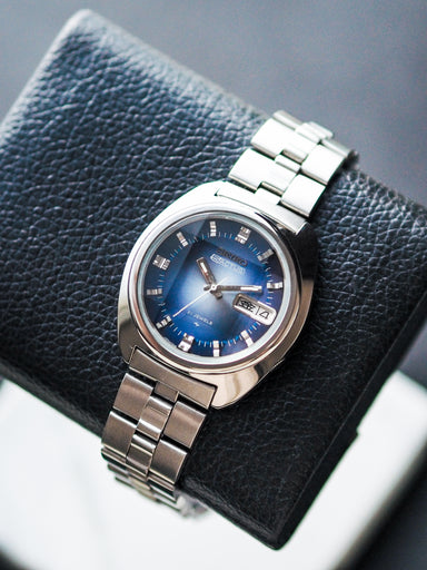 SEIKO 5ACTUS ブルー文字盤 7019-7350 動作確認済み Seiko 5 Actus 7019-7350 JDM Faceted Crystal Blue Sunburst Dial