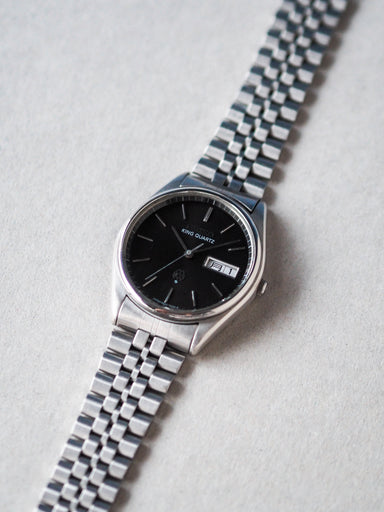 SEIKO キングクォーツ9923-702A 美品　稼動品　ツインクォーツ腕時計 Seiko King Quartz Twin Quartz 9923-702A Black Sunburst Dial
