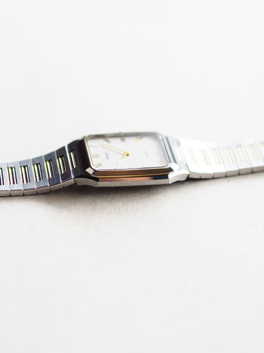 Seiko Dolce 5E31-5B00 Tank Tungsten Carbide Two Tone White Dial