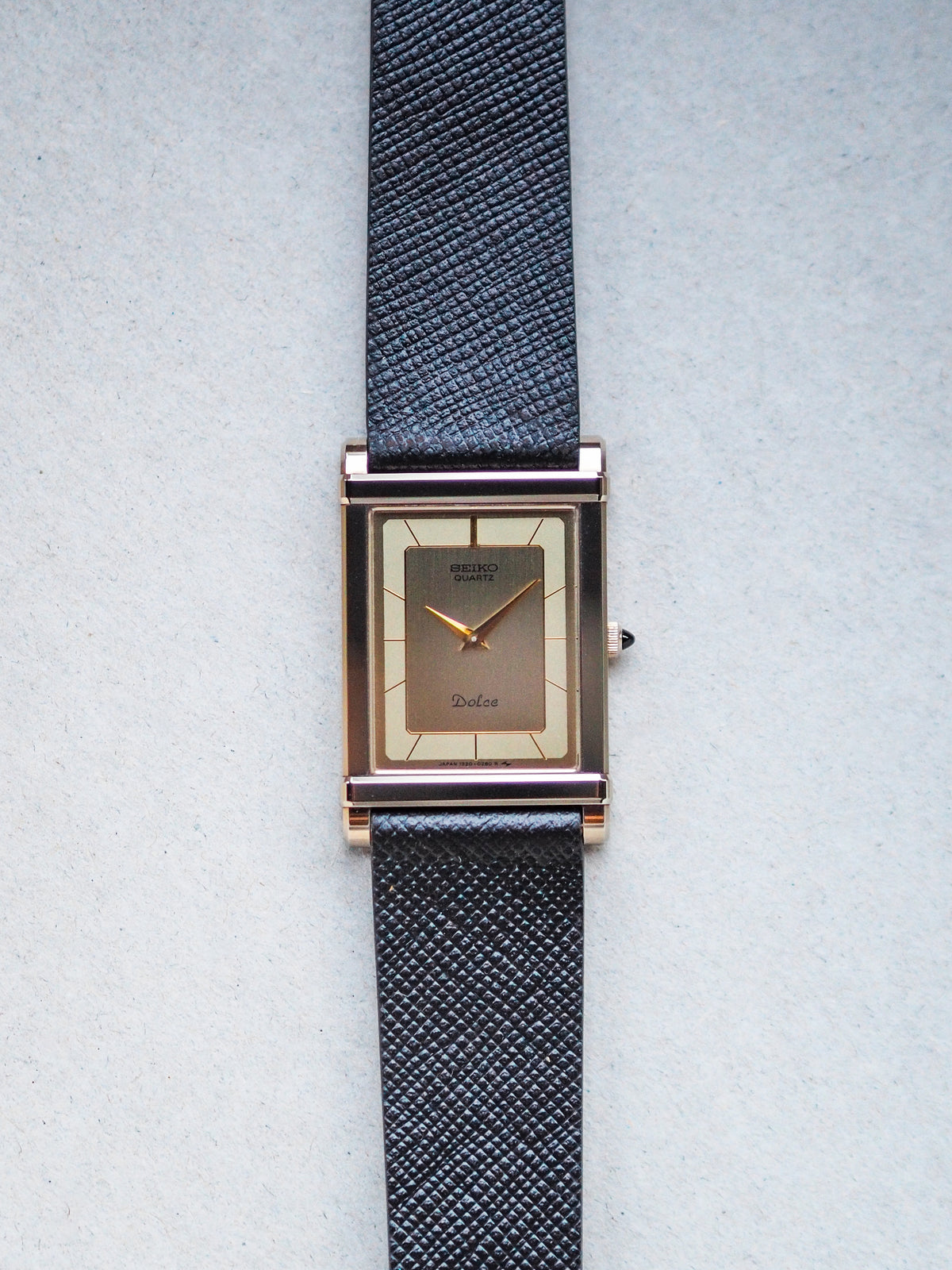 Seiko Dolce 1220-5110 Tank Chinoise Tungsten Carbide Gold Champagne Di