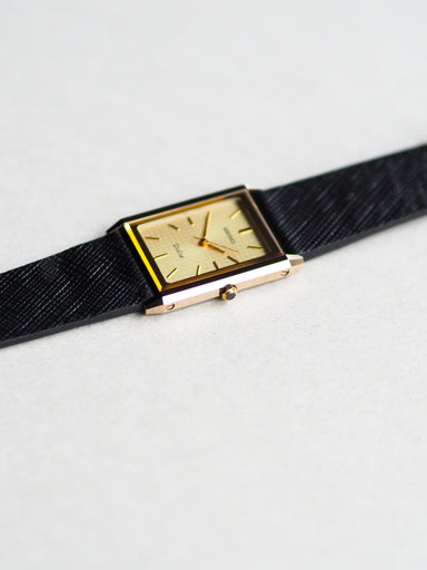 Seiko Dolce 7321-6170 Tank Tungsten Carbide Two Tone Champagne Texture