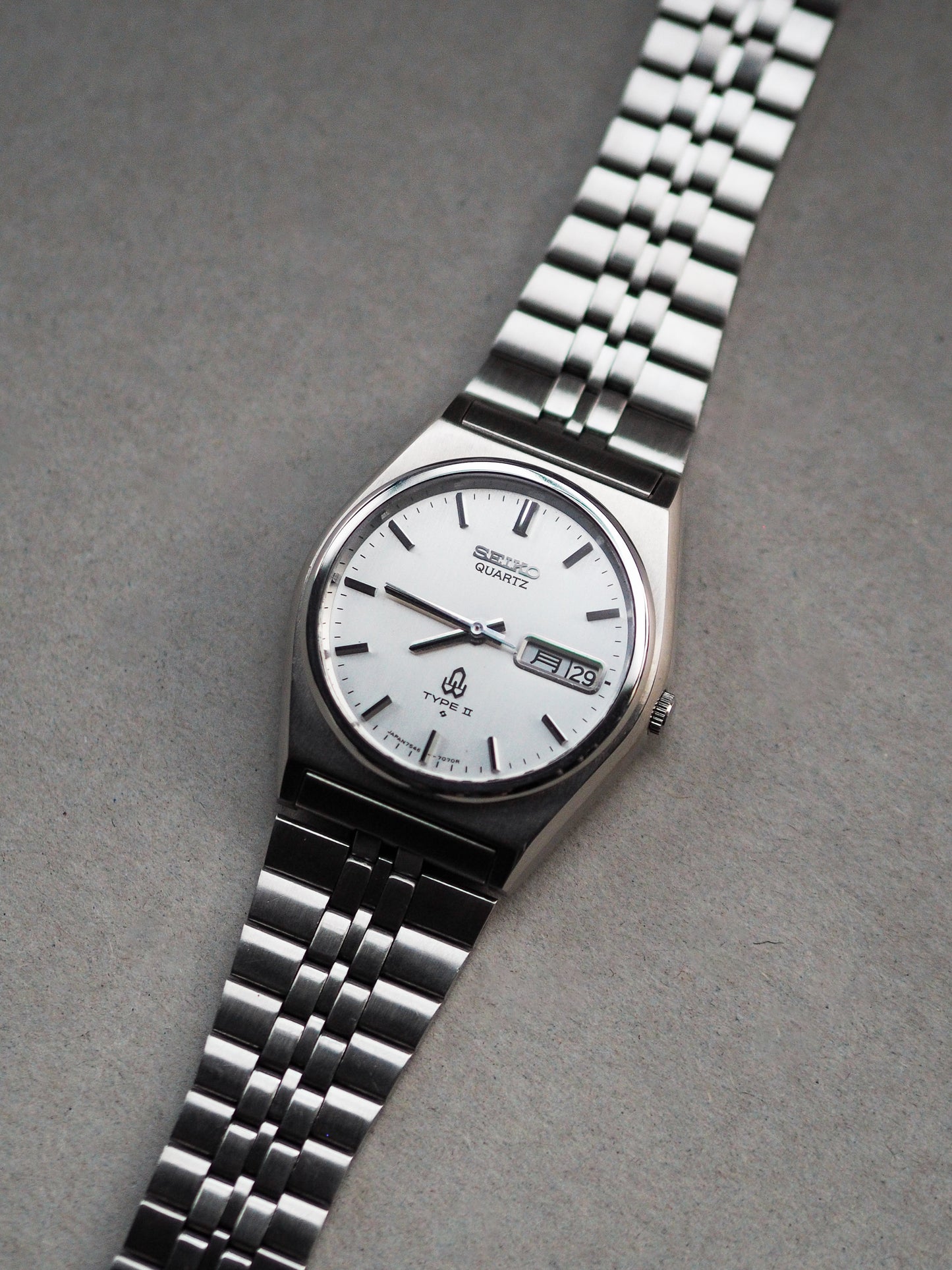 Seiko Type II 7546-700A Silver Linen Textured Dial