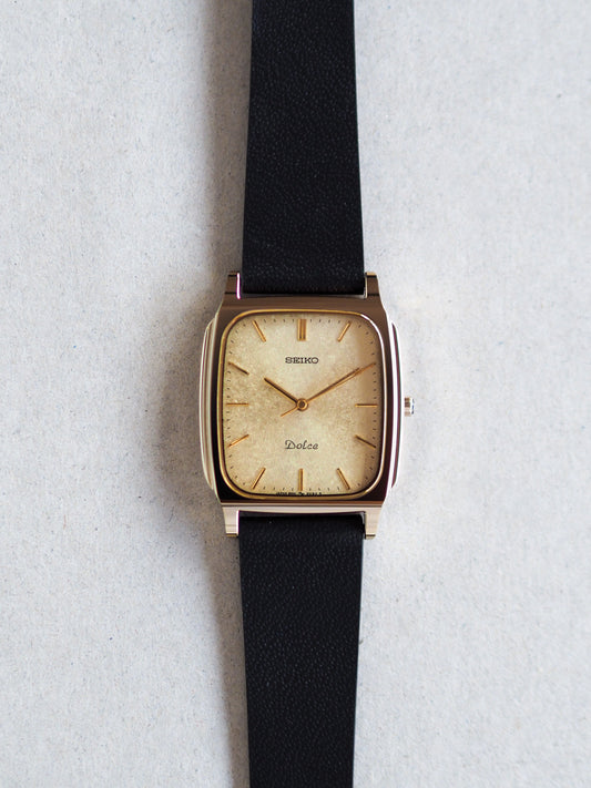 Seiko Dolce 8N41-507A Tank Tungsten Carbide Gold Brushed Dial