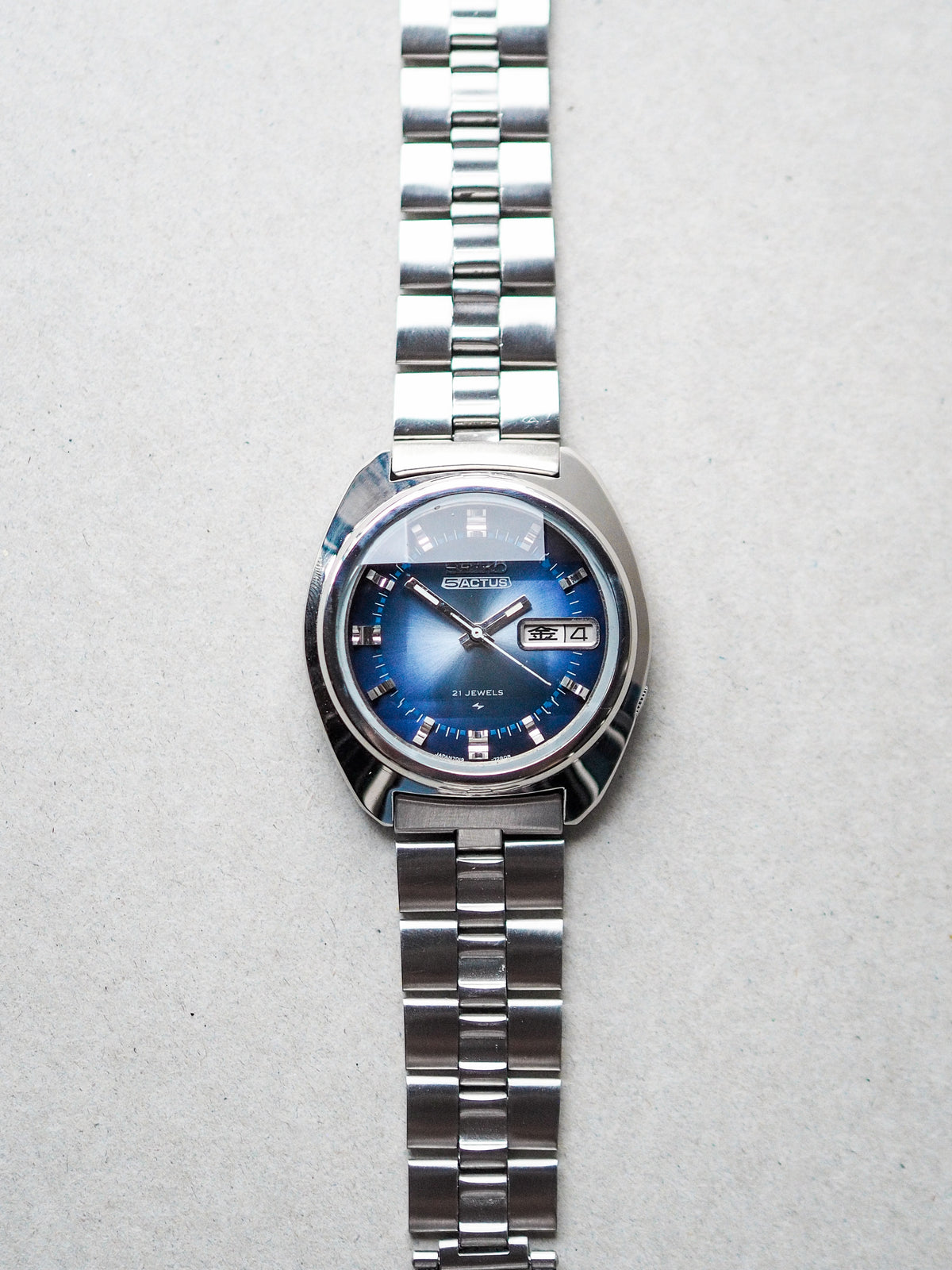 Seiko 5 Actus 7019-7350 JDM Faceted Crystal Blue Sunburst Dial