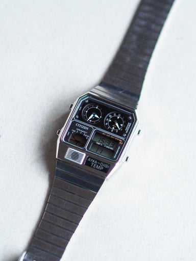 Citizen ANA DIGI TEMP 8989 JG2101-78E Silver Black Dial Reissue Model