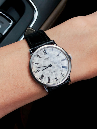 Seiko Chariot 2220-0180 Hi-Beat White Woven Dial