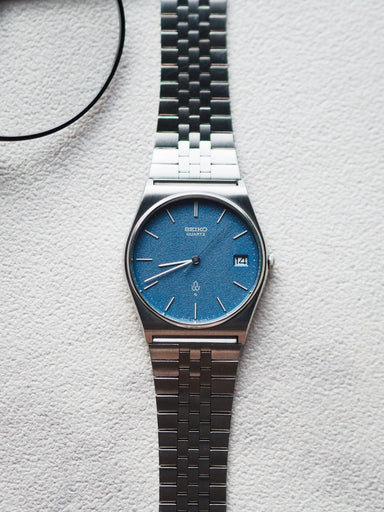 Seiko Quartz JDM 7832-8010 Blue Sand Textured Dial