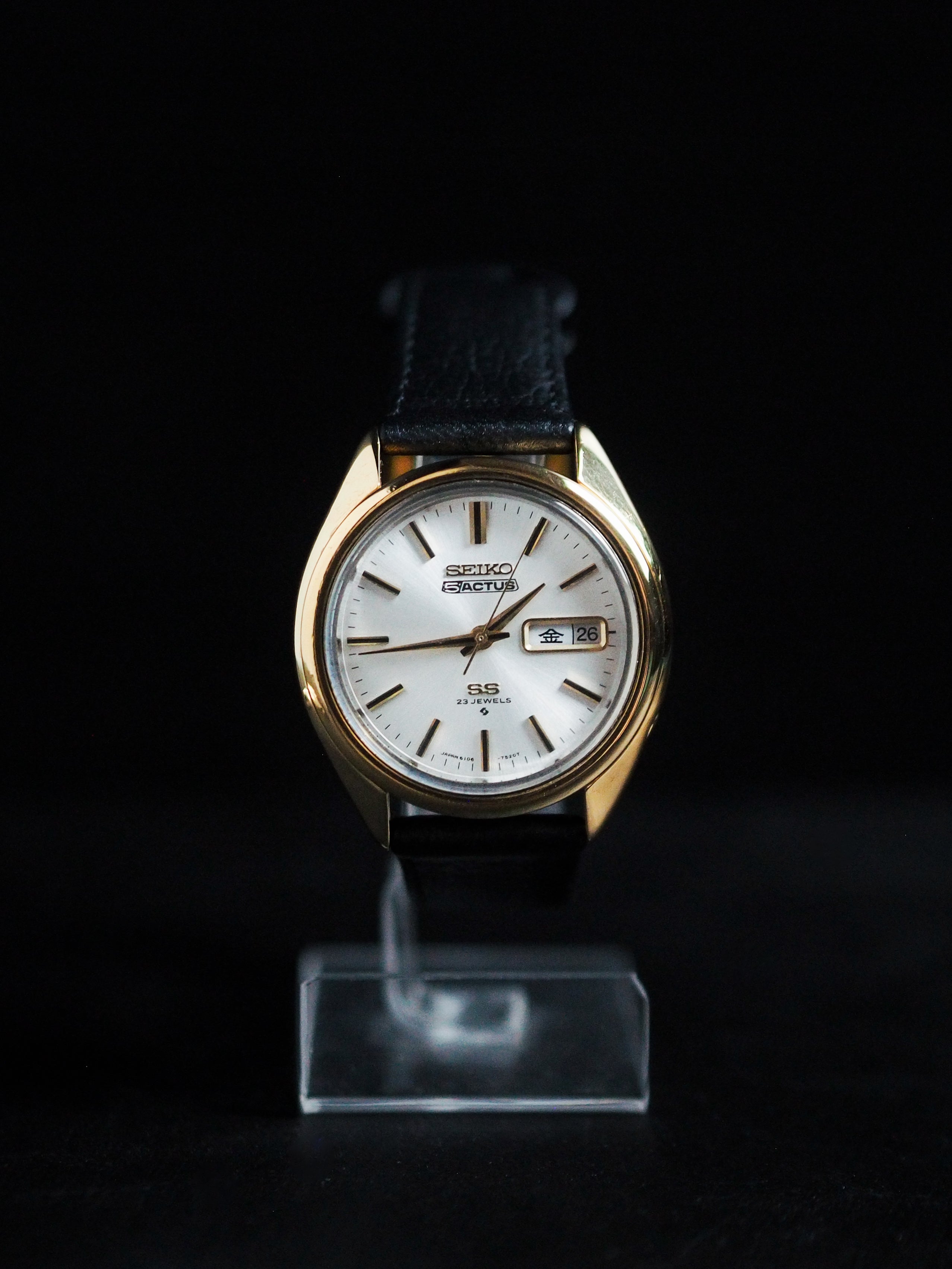 Seiko 5 Actus SS 6106-7480 Gold Case White Sunburst Dial